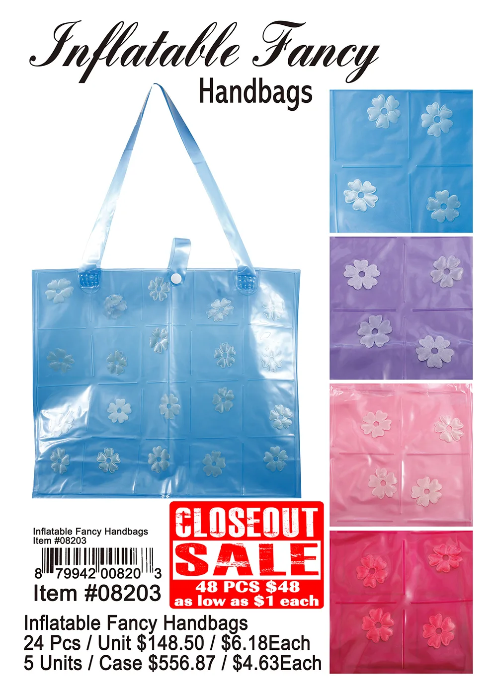 Inflatable Fancy Handbags - Closeout 48 Pcs.